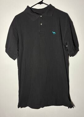 Vintage Camel Cigarettes Camel Cash Black Polo w/ Teal Camel Sz XL